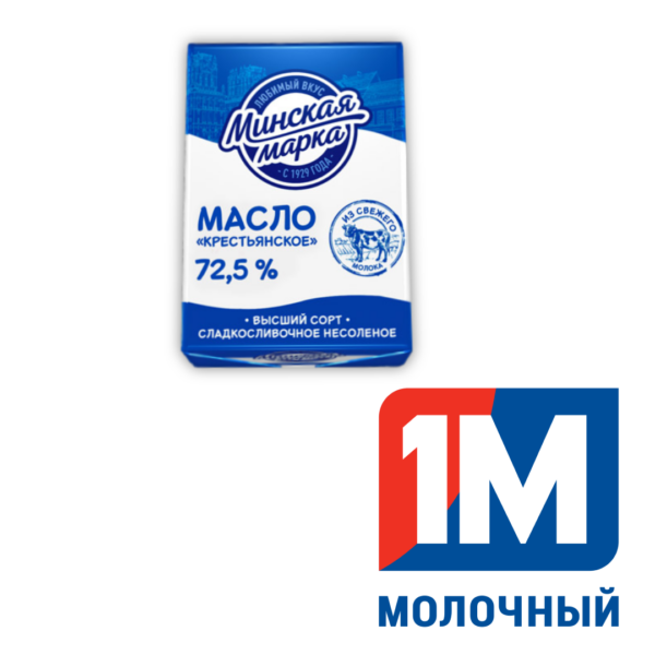Масло "Крестьянское" сладкосливочное несоленое 72,5% 180 г